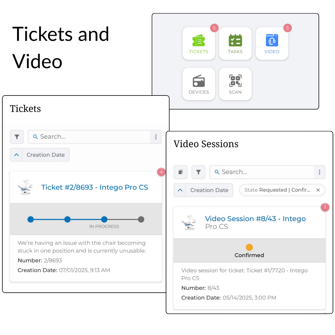 Access support tickets and video sessions using Service First website